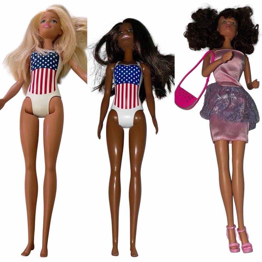 Mattel Barbie beach-themed fashion dolls In Bathing Suit/ Dress Up Lot Of 3 - Picture 2 of 6